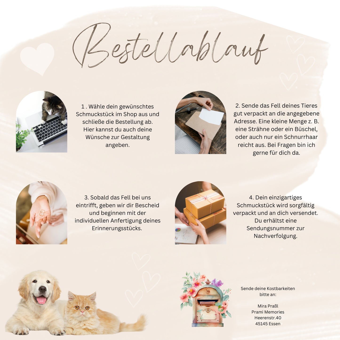 Tierfellanhänger "Endless Love" - Edelstahl goldfarben